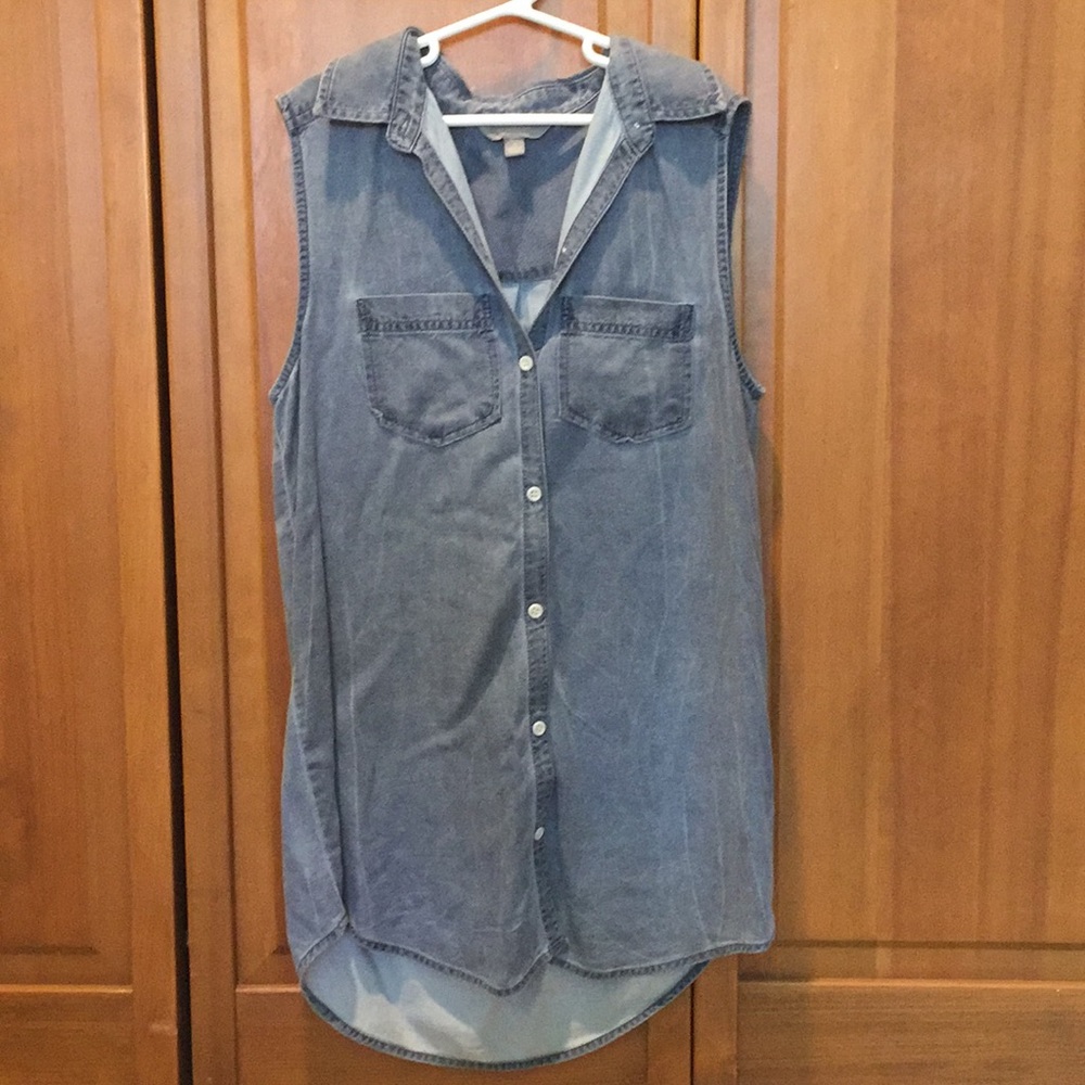 Blue flowy tank